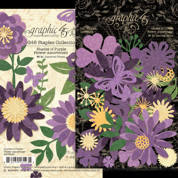 Graphic 45 "Flower Assortment Shades of Purple" Chipboard - Sticker