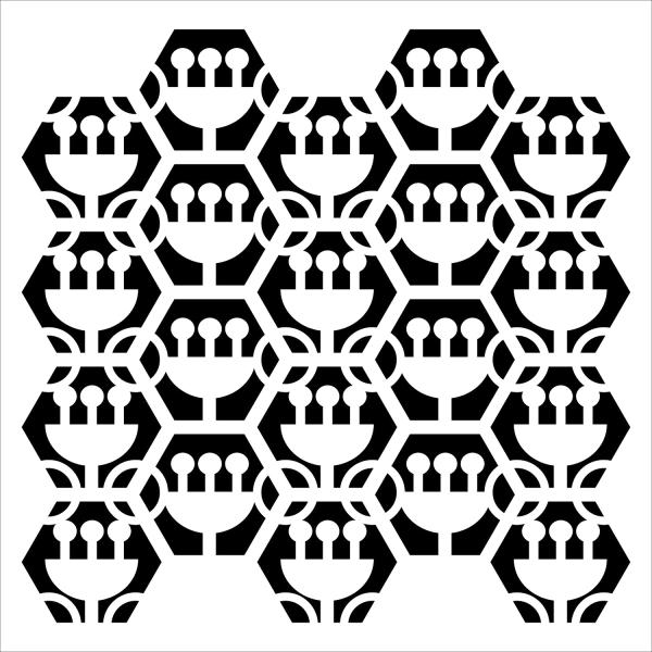 The Crafters Workshop Tulip Hexagons   Stencil - Schablone 12x12"