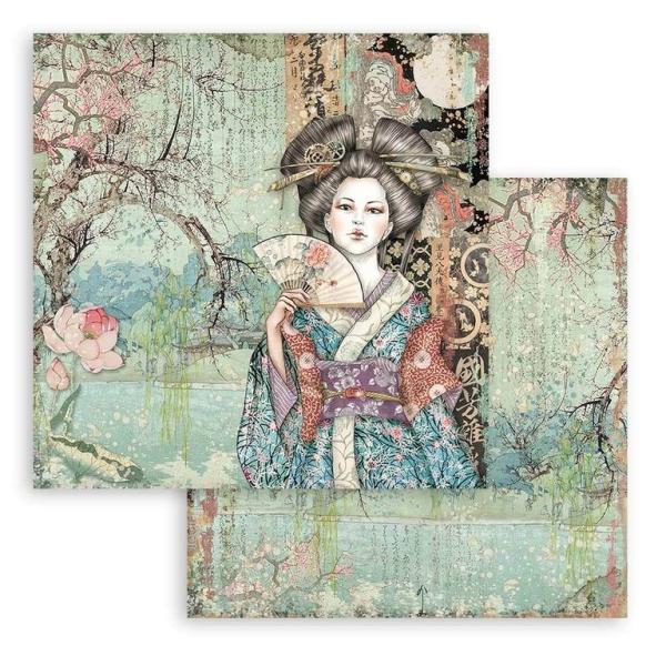 Stamperia "Sir Vagabond in Japan Lady" 12x12" Paper Sheet - Cardstock