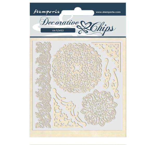 Stamperia " Passion Laces and Corners" Decorative Chips - Holzmotive