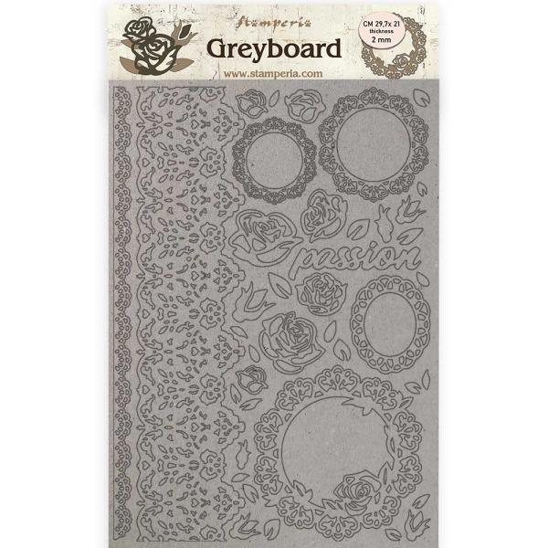 Stamperia " Passion Lace and Roses" Greyboard Die Cuts - Stanzteile aus Graupappe