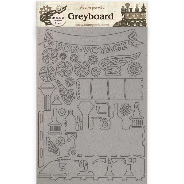 Stamperia " Voyages Fantastiques Train" Greyboard Die Cuts - Stanzteile aus Graupappe