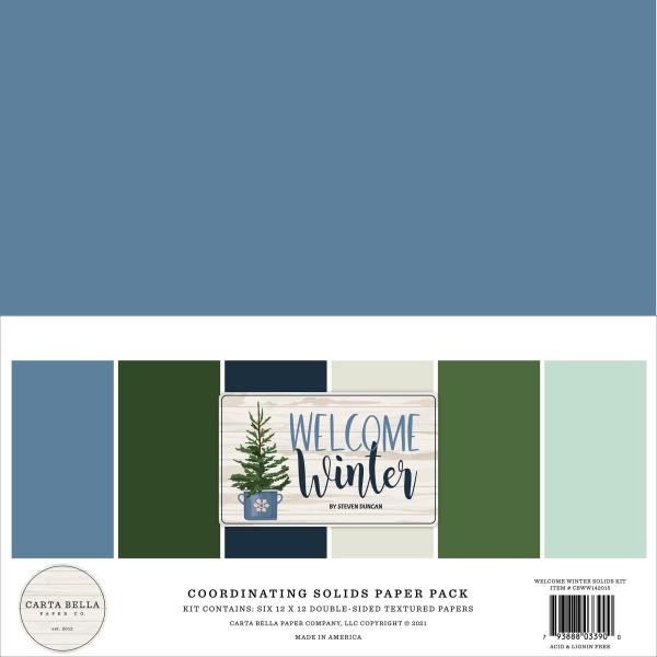 Carta Bella "Welcome Winter" 12x12" Coordinating Solids Paper Pack