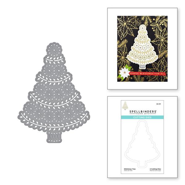 Spellbinders Die "Stitchmas Tree Etched" Stanzschablone