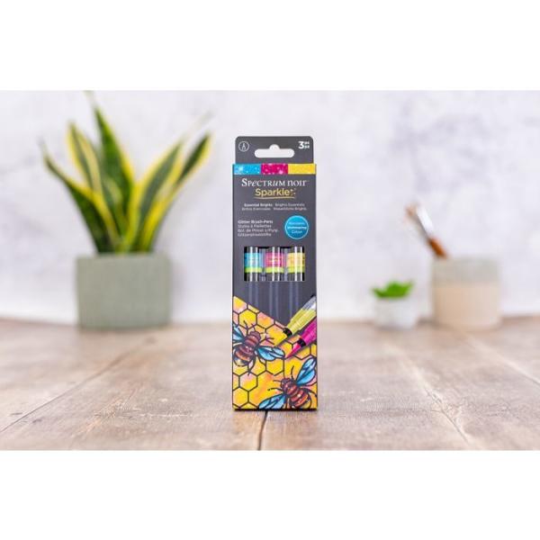 Spectrum Noir Sparkle - Glitzerstifte - Brush Pens Essential Brights (3pcs)