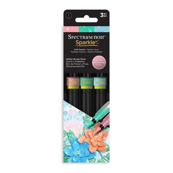 Spectrum Noir Sparkle - Glitzerstifte - Brush Pens Soft Pastels (3pcs)