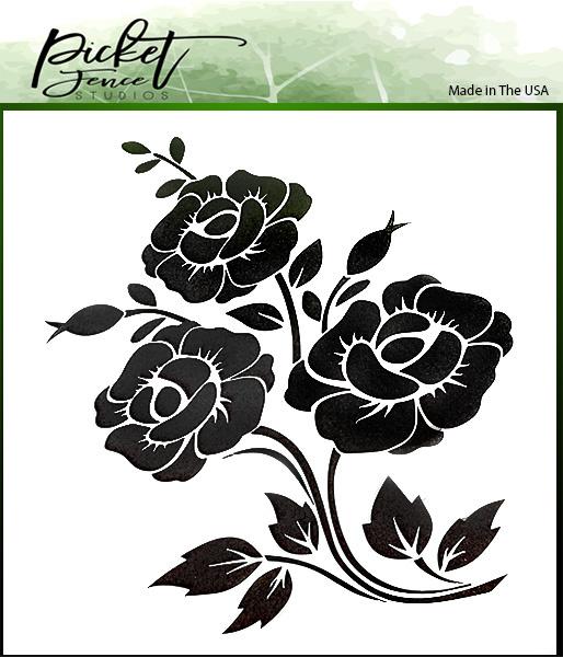 Picket Fence Studios Peonies 6x6 Inch Stencil - Schablone