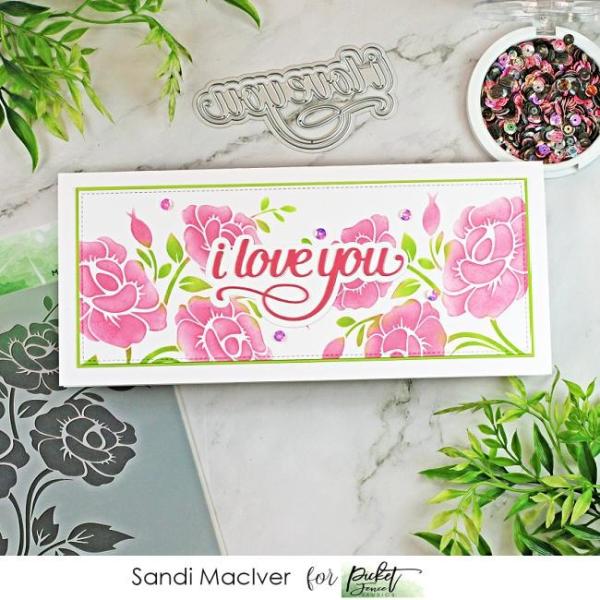 Picket Fence Studios Peonies 6x6 Inch Stencil - Schablone