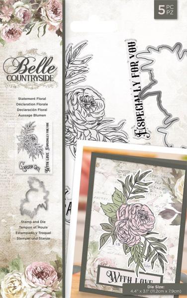 Crafters Companion - Belle Countryside Stamp & Die Statement Floral - Stanze & Stempel