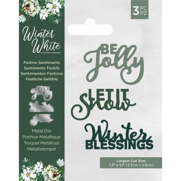 Crafters Companion -Winter White Metal Die Festive Sentiments - Stanze