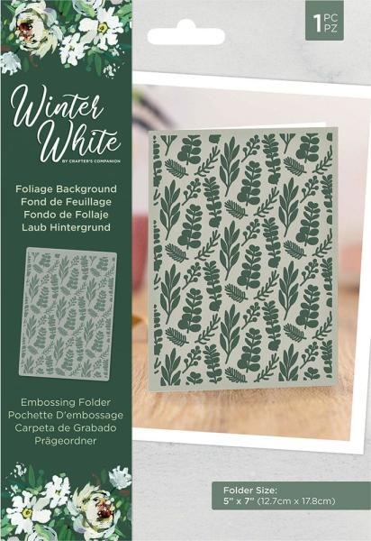 Crafters Companion -Winter White Embossing Folder Foliage Background  - Prägefolder