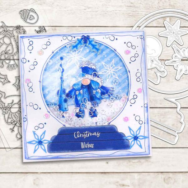 Polkadoodles Stempel "Gnome Jolly Holly Wishes" Clear Stamp-Set