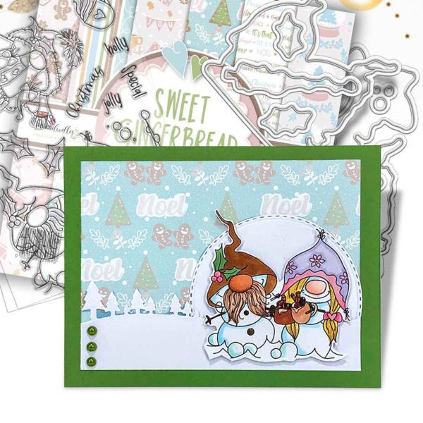 Polkadoodles Stempel "Gnome Jolly Holly Wishes" Clear Stamp-Set