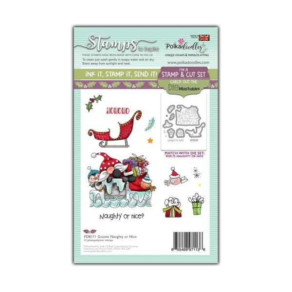 Polkadoodles Stempel "Gnome Naughty or Nice" Clear Stamp-Set