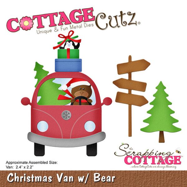 Scrapping Cottage Die - Christmas Van w/ Bear