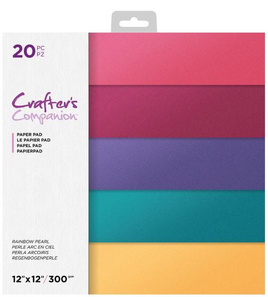 Crafters Companion -Rainbow Pearl 12x12 Inch Pearl Pad  -  Paper Pack