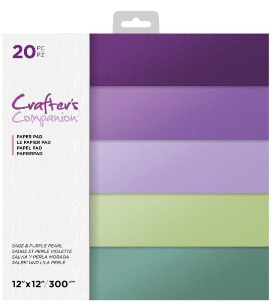 Crafters Companion - Sage & Purple Pearl 12x12 Inch Pearl Pad  -  Paper Pack