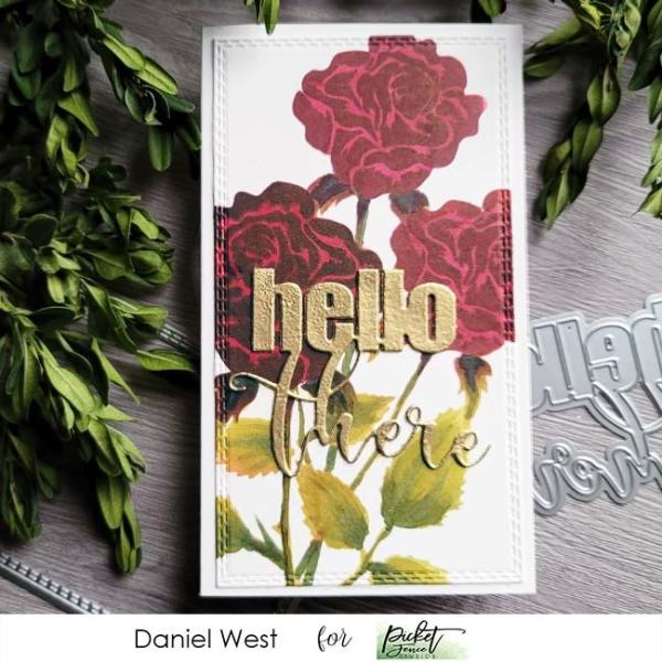 Picket Fence Studios Slim Line Blending Roses 4x10 Inch Stencil - Schablone