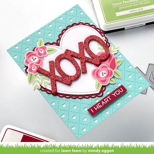 Lawn Fawn Craft Dies - Quilted Heart Backdrop: Portrait