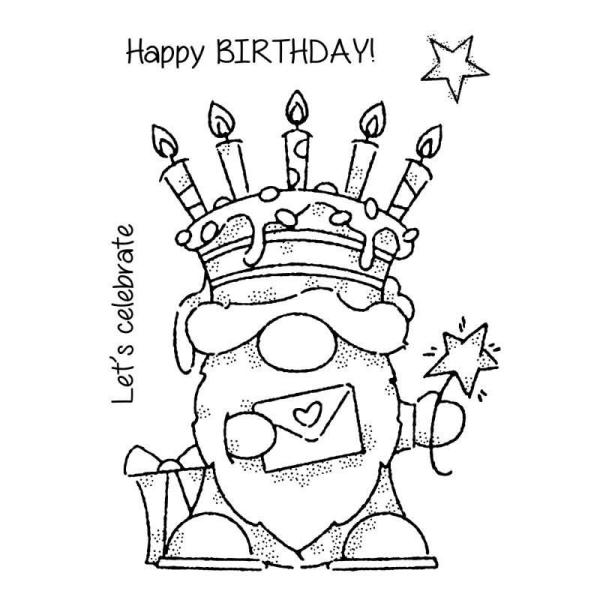 Woodware Birthday Cake Gnome   Clear Stamps - Stempel 