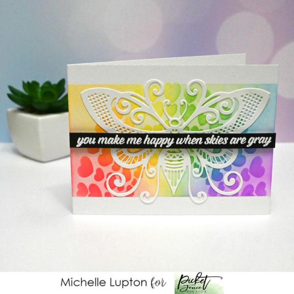 Picket Fence Studios Rainbow of Hearts 6x6 Inch Stencil - Schablone