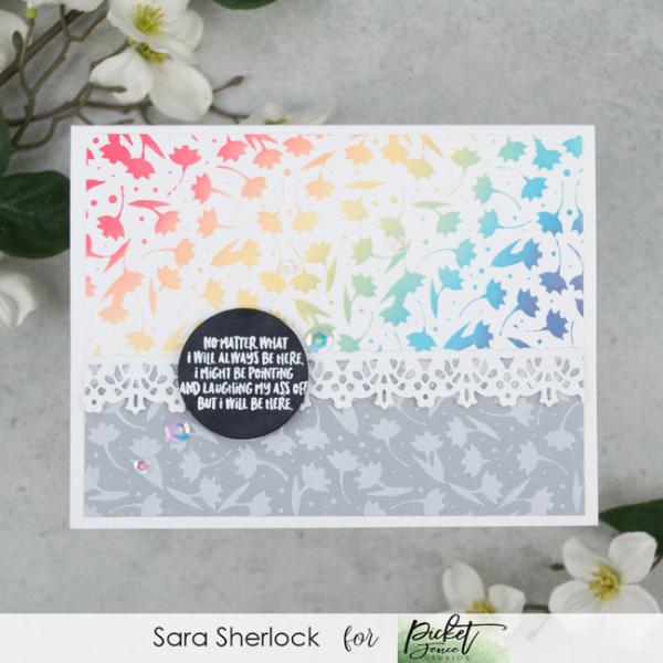 Picket Fence Studios Flowers and Polka Dot Fun 6x6 Inch Stencil - Schablone