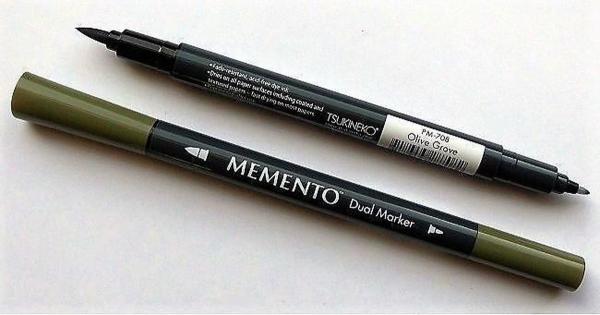 Tsukineko - Memento Ink Marker Dual Tip - Olive Grove   