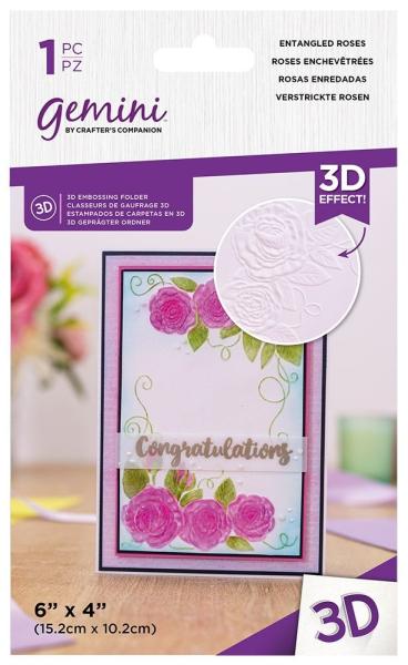 Gemini Entangled Roses 3D Embossing Folder - Prägeschablone - Verstricke Rose