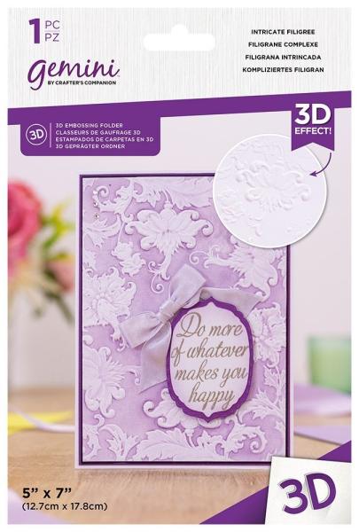 Gemini Intricate Filigree 3D Embossing Folder - Prägeschablone - Filigrane Blumen