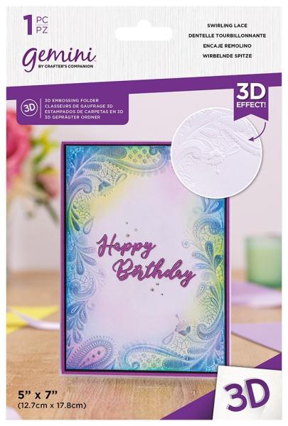 Gemini Swirling Lace 3D Embossing Folder - Prägeschablone - Wirbelde Spitze