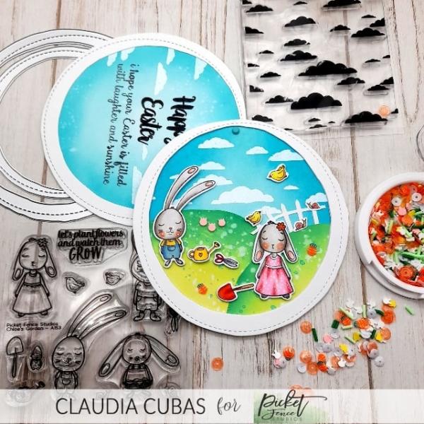 Picket Fence Studios Chloe's Garden 4x4 Inch Clear Stamps