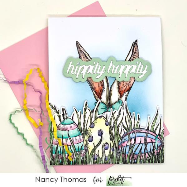 Picket Fence Studios Hippity Hoppity to All 6x6 Inch Clear Stamps