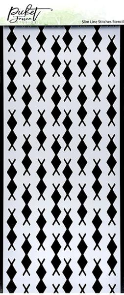 Picket Fence Studios Slim Line Stitches 4x10 Inch Stencil - Schablone