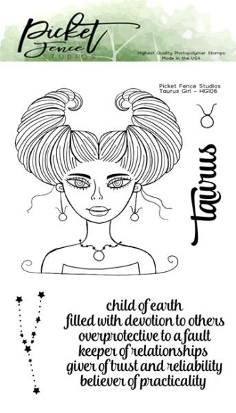 Picket Fence Studios Taurus Girl 4x6 Inch Clear Stamps