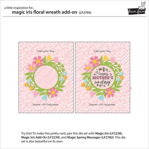 Lawn Fawn Craft Dies - Magic Iris Floral Wreath Add-On