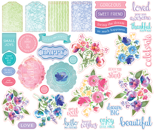 LDRS-Creative  Lovely Watercolor Ephemera Pieces (41pcs) (LDRS4122) 