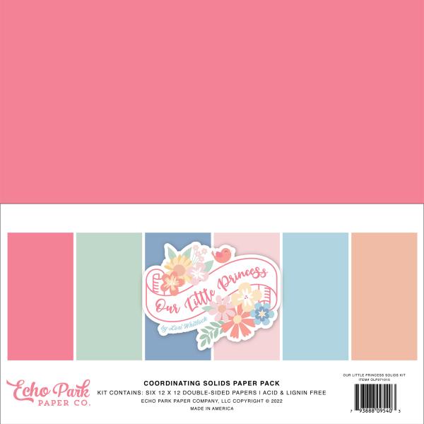 Echo Park "Our Little Princess" 12x12" Coordinating Solids Paper - Cardstock