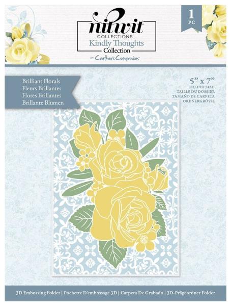 Crafters Companion - Kindly Thoughts 3D Embossing Folder Brilliant Flor - Prägefolder