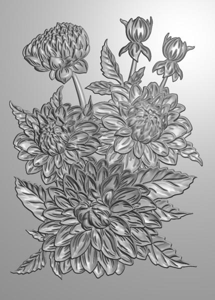 Gemini Dahlias 3D Embossing Folder - Prägeschablone 3D - 