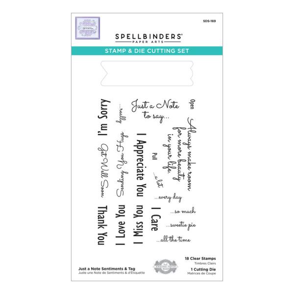 Spellbinders Stempel & Stanzset "Just a Note Sentiments & Tag Stamp & Die Set"