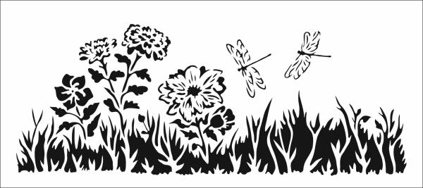 The Crafters Workshop Meadow   Slimline Stencil - Schablone 4x9"