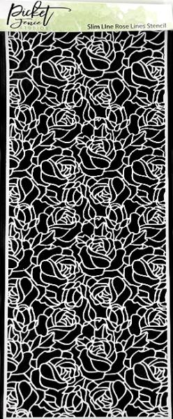 Picket Fence Studios Slim Line Rose Lines 4x10 Inch Stencil - Schablone