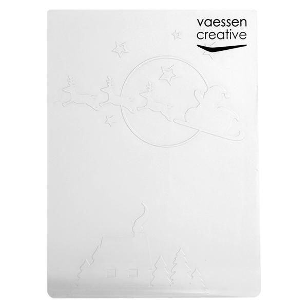 Vaessen Creative - Embossingfolder "Fliegender Schlitten mit Weihnachtsmann" - Prägefolder