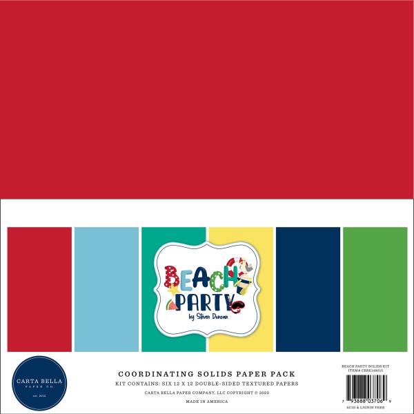 Carta Bella "Beach Party" 12x12" Coordinating Solids Paper Pack