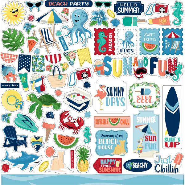 Carta Bella "Beach Party 12x12 Inch" 12x12" Element Stickers