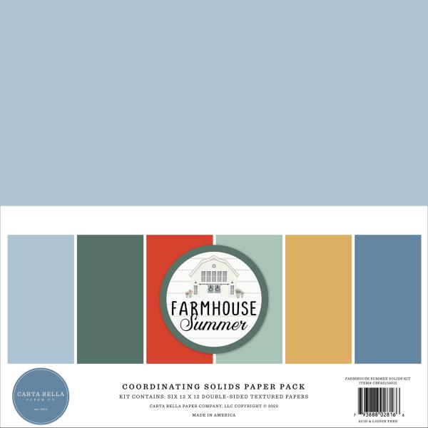 Carta Bella "Farmhouse Summer" 12x12" Coordinating Solids Paper Pack