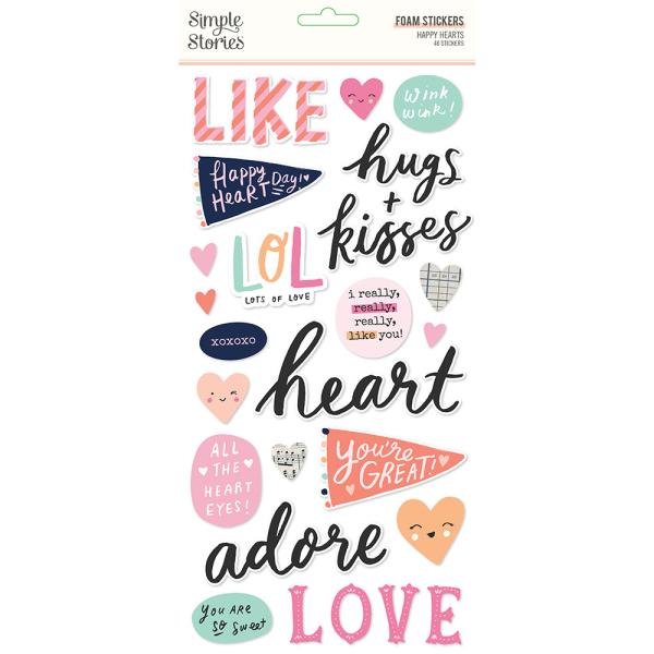 Simple Stories -  Happy Hearts  - Foam Stickers 