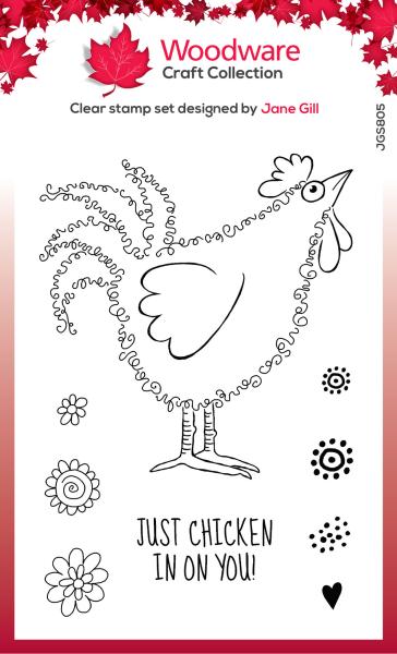 Woodware Fuzzie Friends Clara The Chicken   Clear Stamps - Stempel 