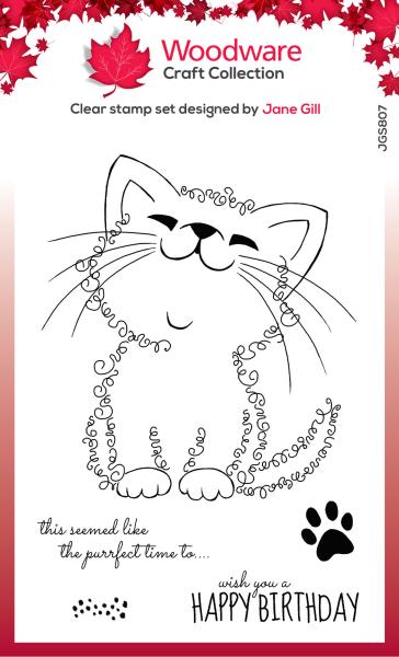 Woodware Fuzzie Friends Kati The Kitten   Clear Stamps - Stempel 