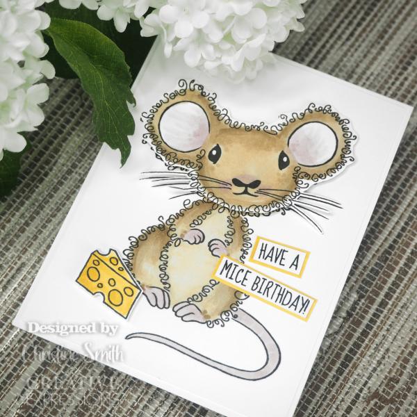 Woodware Fuzzie Friends Maisie The Mouse   Clear Stamps - Stempel 